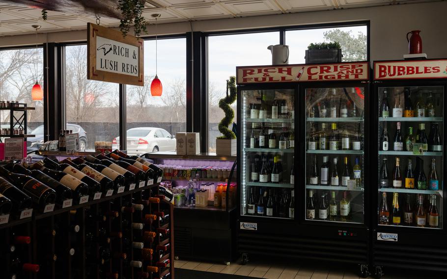 A large wine selection is on display at Nan’s. Nan’s also sells CBD dog treats, chocolate-covered pretzels and nonalcoholic aperitifs, among other items. 