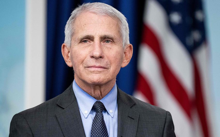 Dr. Anthony Fauci, then the White House Chief Medical Advisor and Director of the National Institute of Allergy and Infectious Diseases, attends an event with First Lady Jill Biden to urge Americans to get vaccinated ahead of the holiday season, during a COVID-19 virtual event with AARP in the Eisenhower Executive Office Building in Washington, D.C., Dec. 9, 2022. He recently stepped down. 