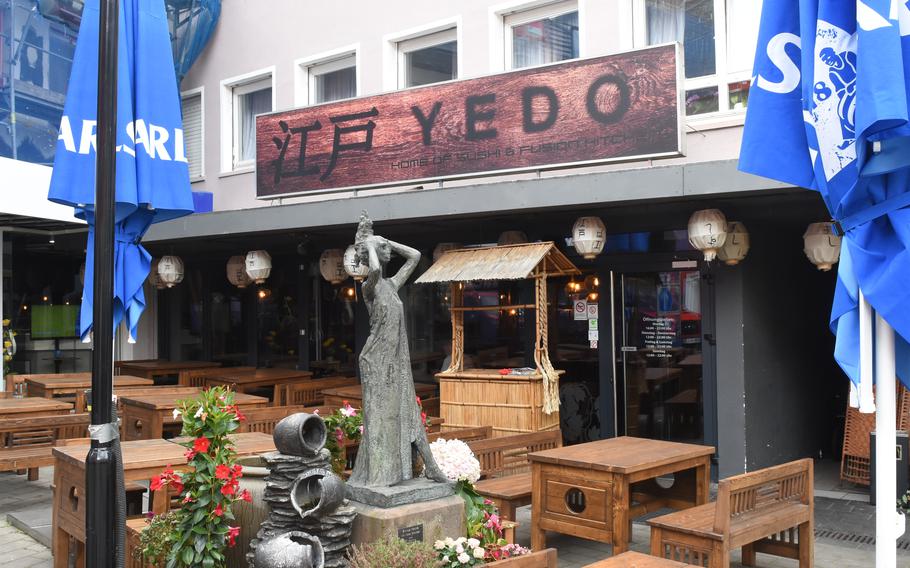 Yedo in Homburg, Germany, serves a variety of sushi as well as food from elsewhere in Asia. Outdoor and indoor seating is available.