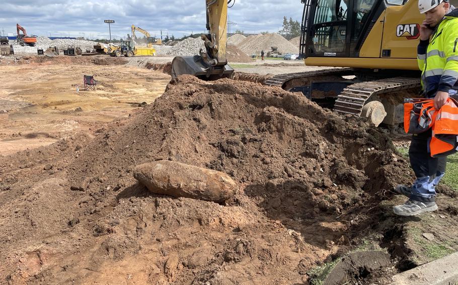 Workers discovered a World War II bomb May 10, 2023, while excavating the site of the former Opel vehicle factory near the U.S. Army's Rhine Ordnance Barracks in Kaiserslautern, Germany. A German ordnance disposal team defused and secured the bomb within 16 minutes on May 11, city officials said.
