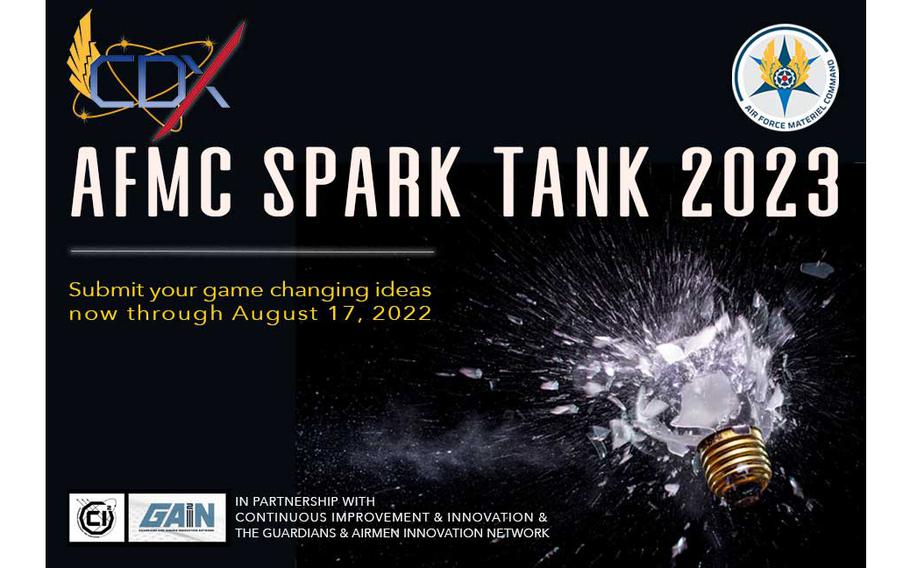 Uniformed and civilian airmen and Space Force guardians are invited to submit innovative, game-changing ideas to compete in the 2023 Air Force Spark Tank competition now, with preliminary rounds open from June 1 to Aug. 17, 2022.