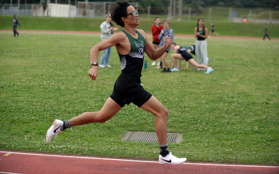 Kubasaki's Joachim Killian won the 1,600 in 4 minutes, 47.32 seconds during Tuesday's Okinawa track and field meet.