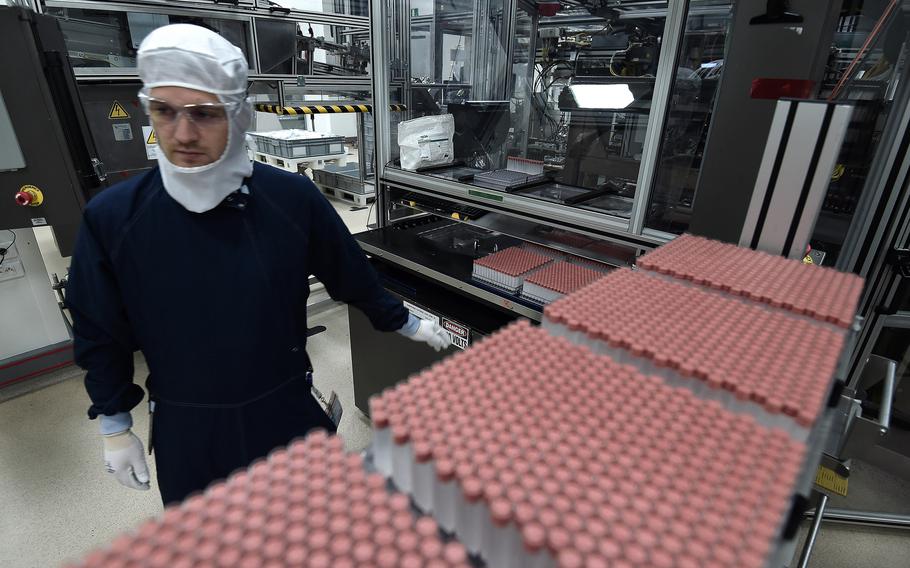 An employee works in a unit dedicated to the production of insulin pens at the factory of the U.S. pharmaceutical company Eli Lilly in Fegersheim, eastern France, on Oct. 12, 2015. 