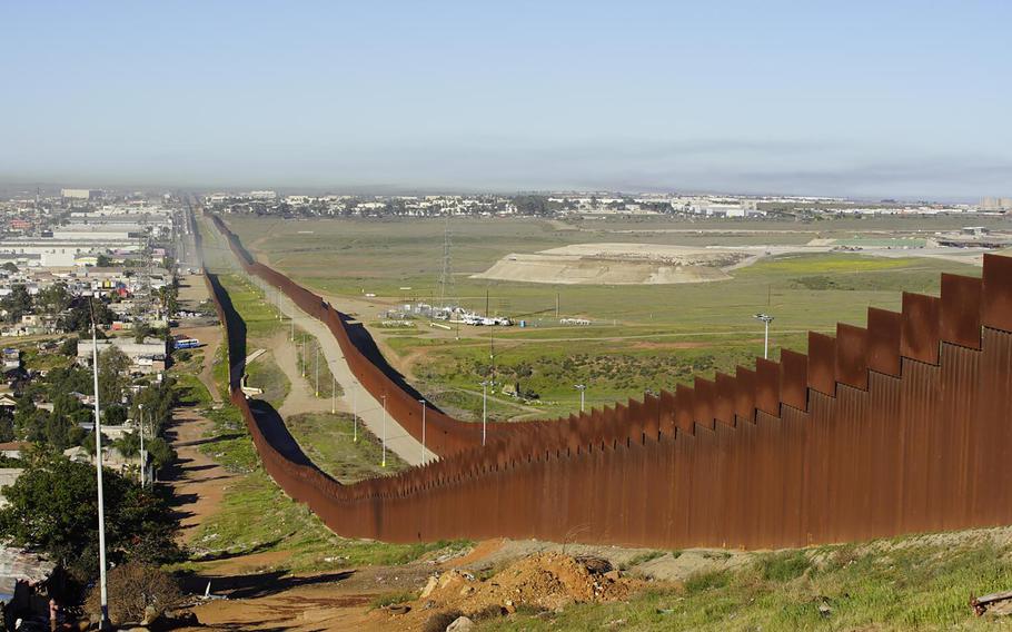 A view of the U.S.-Mexico border from Colonia Escondido in Tijuana, Baja California.
