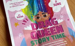 A poster for the Drag Queen Story Time event that was to be hosted by the Ramstein Air Base library, but was canceled by the base's 86th Airlift Wing.