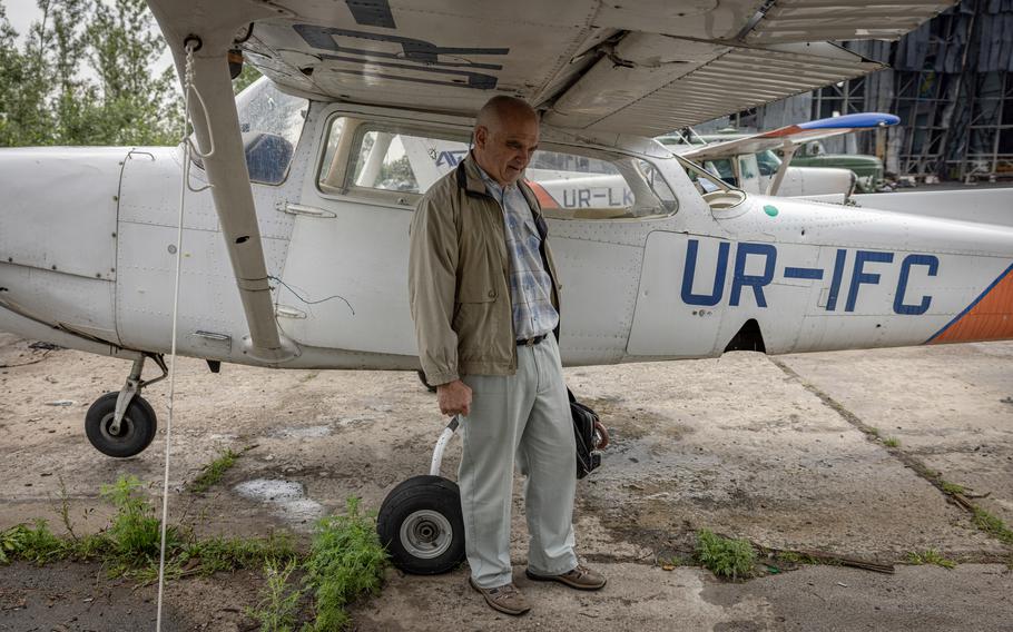 Vyacheslav Denysenko, head of the radio communication service in the airport's operations department. 