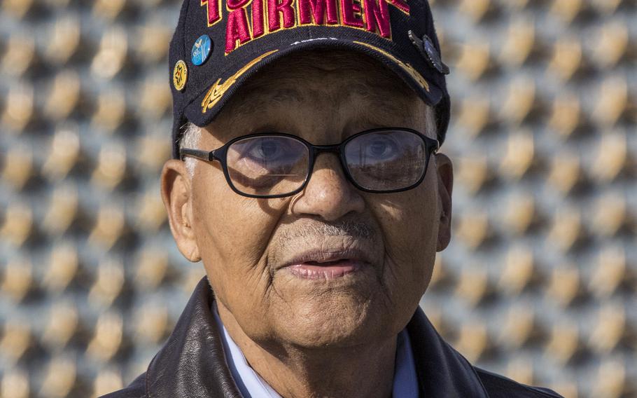 Tuskegee Airman Charles McGee, at a 2017 Veterans Day ceremony at the National World War II Memorial in Washington, D.C.
