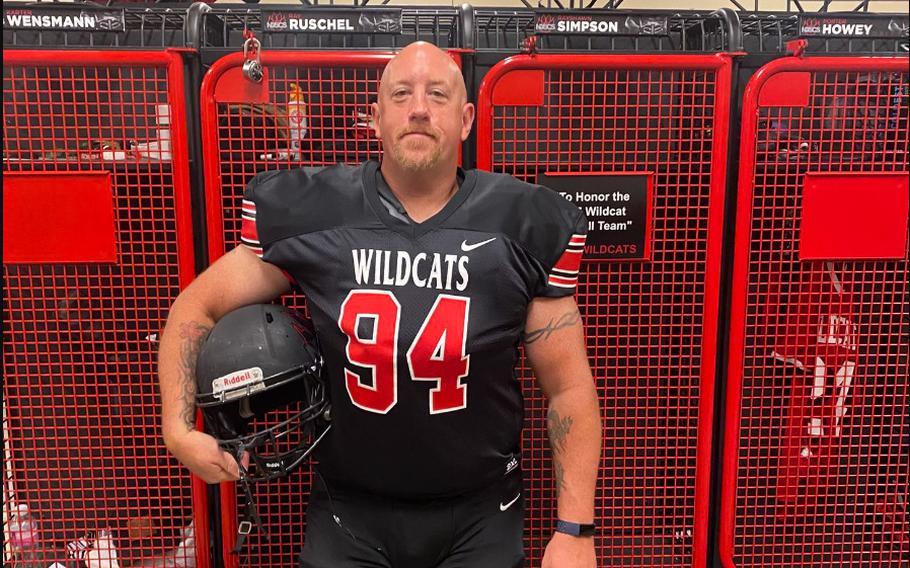 Ray Ruschel is a defensive lineman this season for the Wildcats at North Dakota State College of Science. He’s 49. 