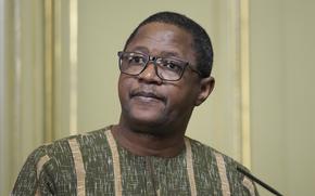 Burkina Faso Foreign Minister Karamoko Jean Marie Traore attends a joint news conference following a meeting of Russian foreign Minister Sergey Lavrov with foreign Ministers of the Confederation of Sahel States in Moscow, Russia, Thursday, April 3, 2025. (AP Photo/Pavel Bednyakov, Pool)