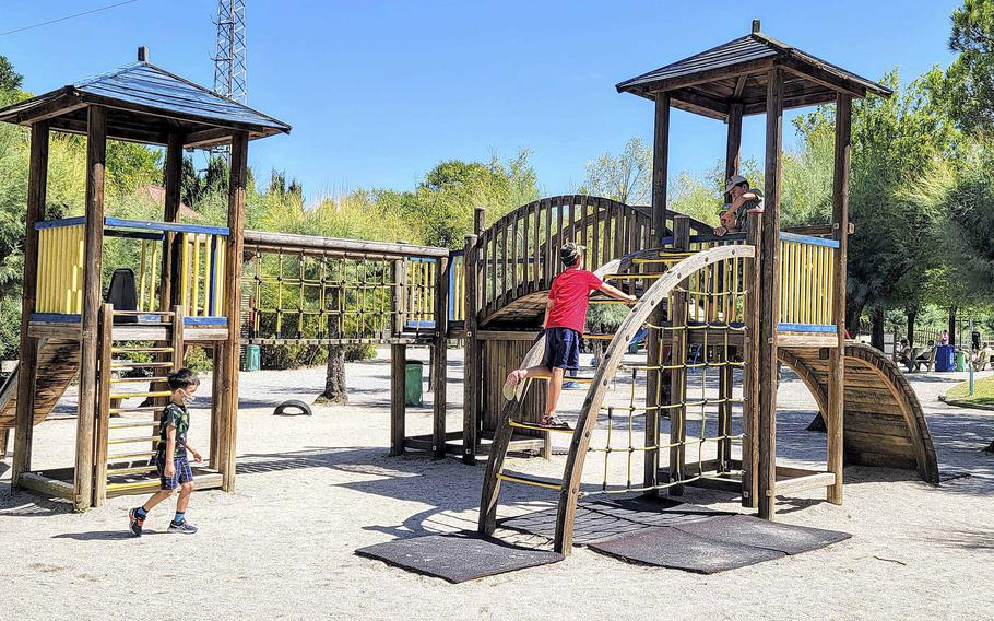 Children climb on a playground at the Parco Zoo Punta Verde in Lignano Sabbiadoro, Italy, on Aug. 17, 2021. The park is about an hour's drive from Aviano Air Base.
