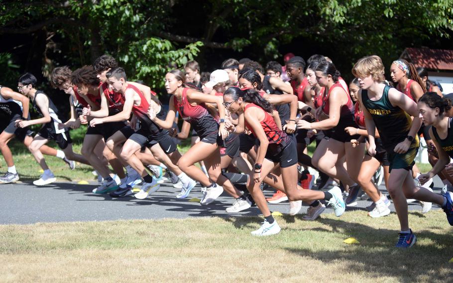 Runners begin the race.