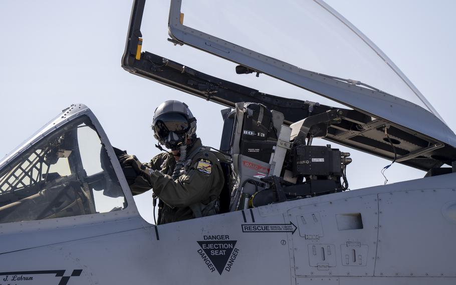 An airman prepares to take off in an aircraft