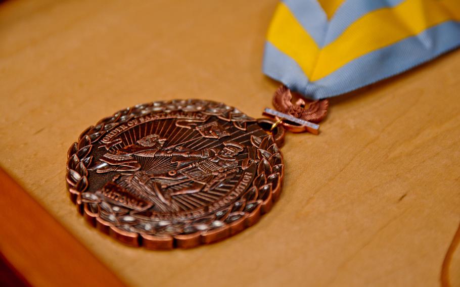 The Order of Saint Maurice Medallion, an award recognizing those who have made a significant impact on the infantry community.