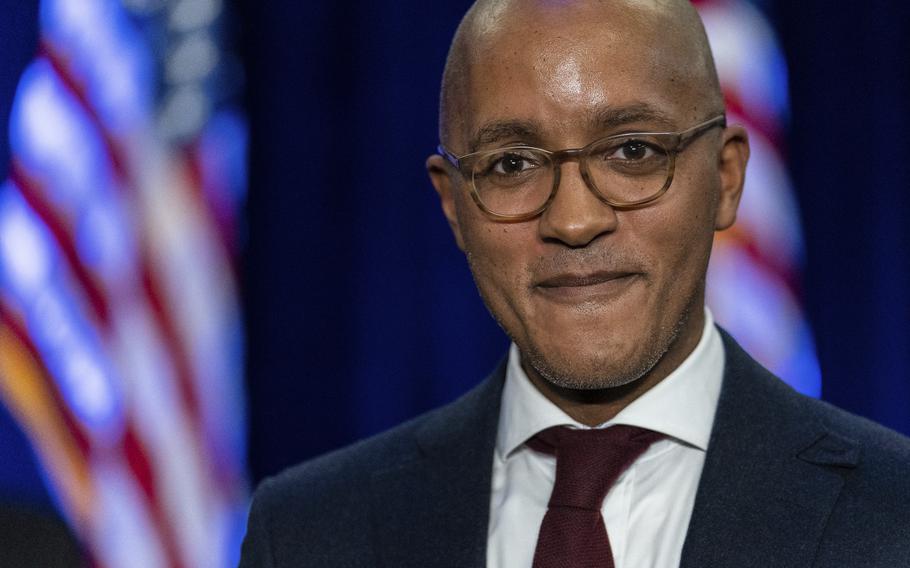 United States Attorney for the Southern District of New York Damian Williams speaks during a ceremony on Friday, Nov. 19, 2021, in New York.