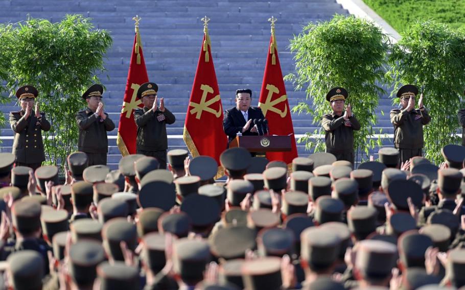 North Korean leader Kim Jong Un visits the Academy of Defense Sciences in Pyongyang, May 28, 2024, in this image from the state-run Korean Central News Agency.