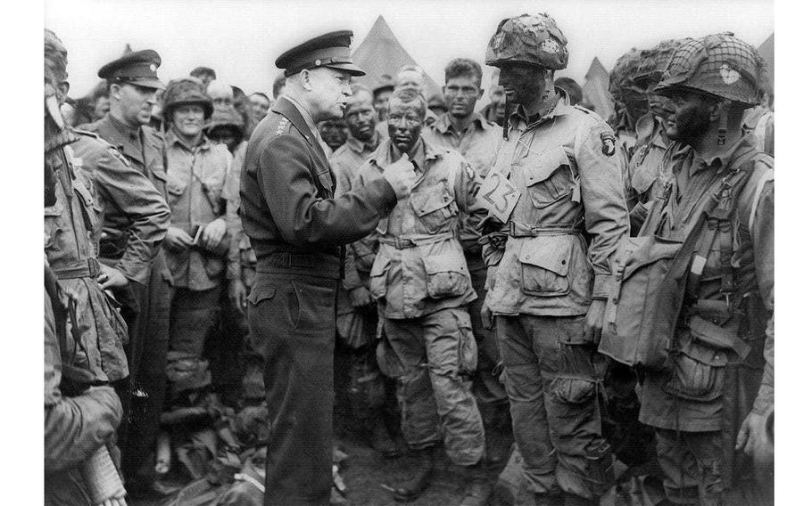 Earl Mills of Live Oak, Fla., was among the men in the 101st Airborne Division who were addressed by Allied Supreme Commander Dwight D. Eisenhower on the evening before D-Day.