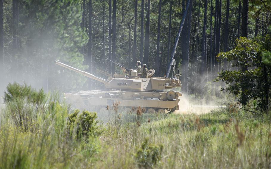 Soldiers operate the M10 Booker Combat Vehicle to provide feedback to developers in this undated photo. The vehicle was previously known as the Protected Mobile Firepower Ground Combat Vehicle. Its new name honors fallen Staff Sgt. Stevon A. Booker, who was killed in Iraq, and Pvt. Robert D. Baker, who died fighting in Tunisia in World War II. 