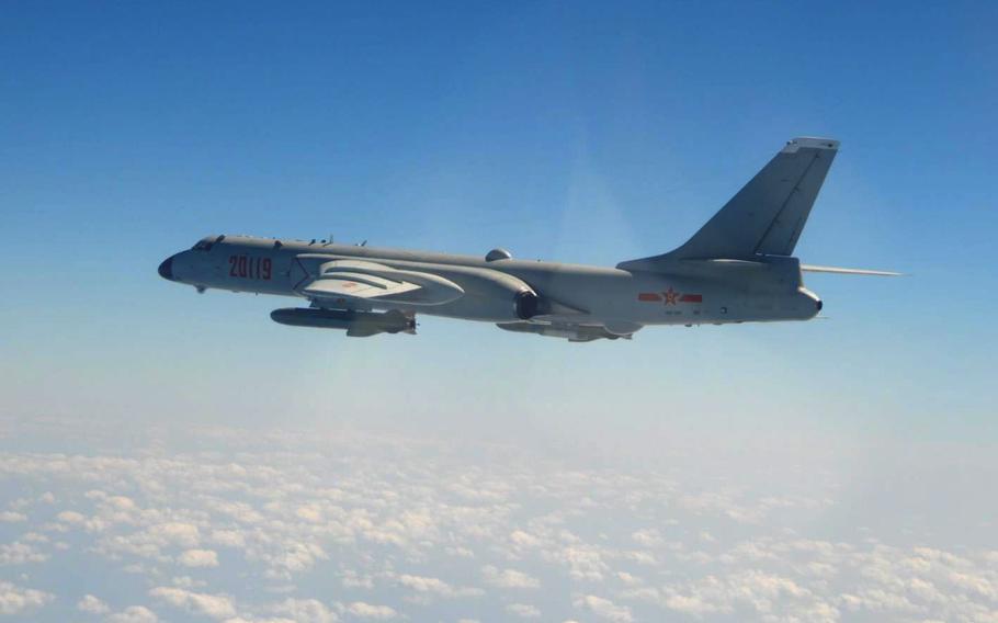 A Chinese PLA H-6 bomber, one of the type of aircraft Taiwan's Defense Ministry said crossed its air defense identification zone on June 21, 2020. 