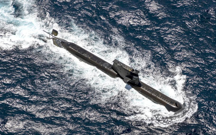 Royal Australian Navy submarine HMAS Rankin is seen during AUSINDEX 21, a biennial maritime exercise between the Royal Australian Navy and the Indian Navy, on Sept. 5, 2021, in Darwin, Australia. 