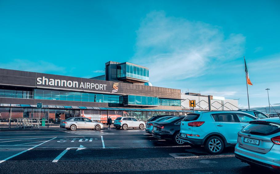 Protesters calling for an end to U.S. military use of Shannon Airport blocked the access road to the airport on April 14, 2024.