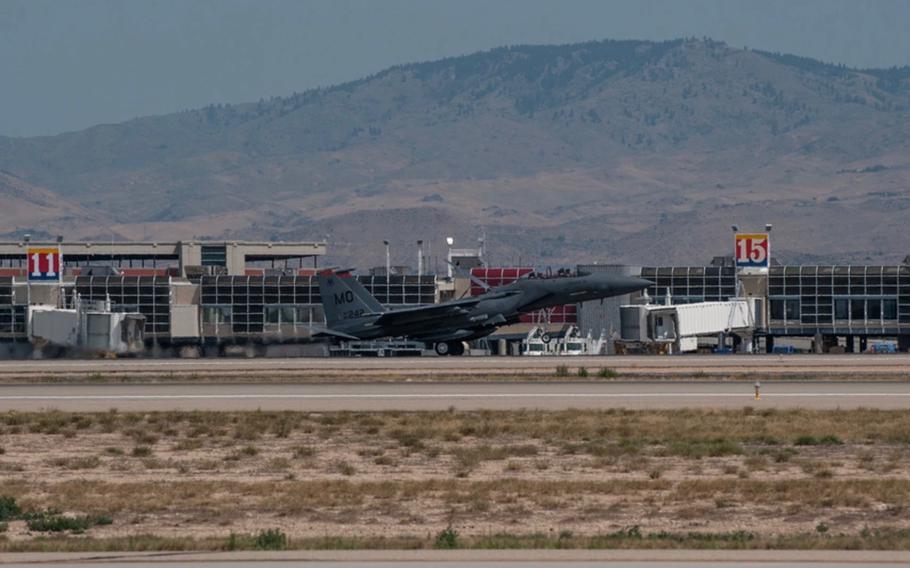 F-15E Strike Eagles from Mountain Home Air Force Base, Idaho.