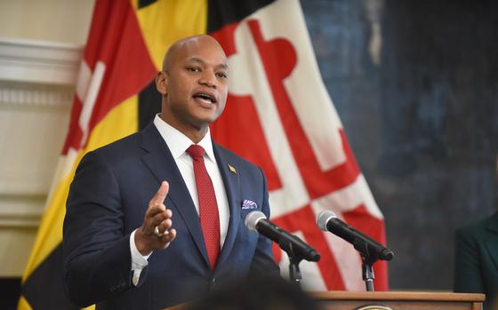 Maryland Gov. Wes Moore speaks on January 21, 2023. The governor highlighted the “Keep Our Heroes Home Act” in his legislative agenda during a roundtable with veterans. 