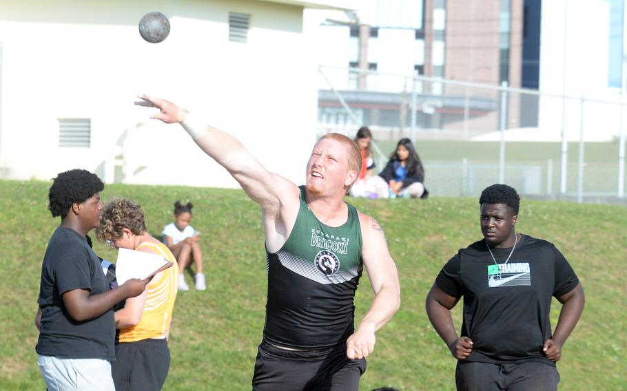 Brennan Hall tosses the shot.