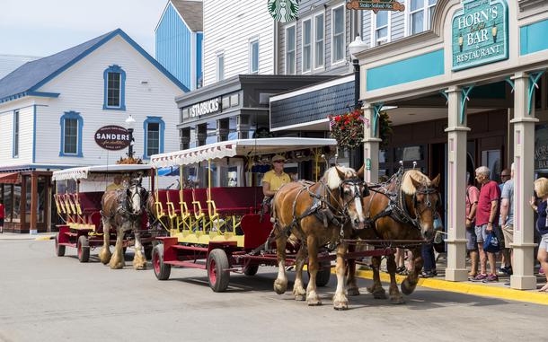 A horse-drawn carriage on Mackinac Island, Mich. 