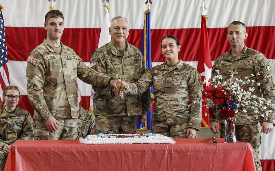 The West Virginia National Guard celebrates the 387th birthday of the National Guard at Joint Forces Headquarters in Charleston, W.Va., Dec. 13, 2023. More than 100 members of the Guard, civilian employees and special guests attended a ceremony marking the birthday, which included presentations on the history of the National Guard, remarks from Guard leadership and a ceremonial cake cutting lead by Maj. Gen. Bill Crane, adjutant general.