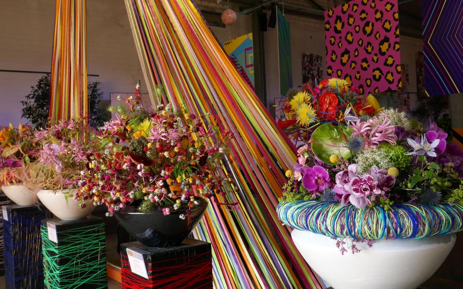 A colorful flower decoration display at the Bundesgartenschau, or BUGA, in Mannheim, Germany. The display was in the U-Halle, a former warehouse at what used to be the U.S. Army’s Spinelli Barracks. 