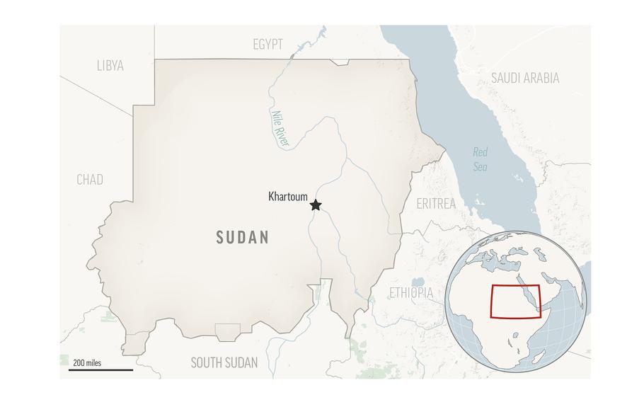 This is a locator map for Sudan with its capital, Khartoum.
