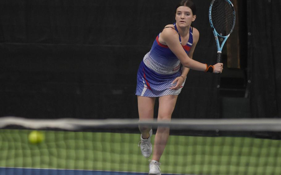 Ramstein senior Kassianna von Eicken won her semifinal match at the DODEA European tennis championships on Friday, Oct. 21, 2022, in Wiesbaden, Germany. Von Eicken will play for the singles title on Saturday.