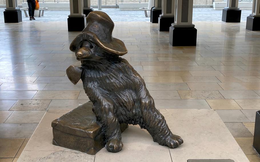 A statue of Paddington Bear at Paddington station. 