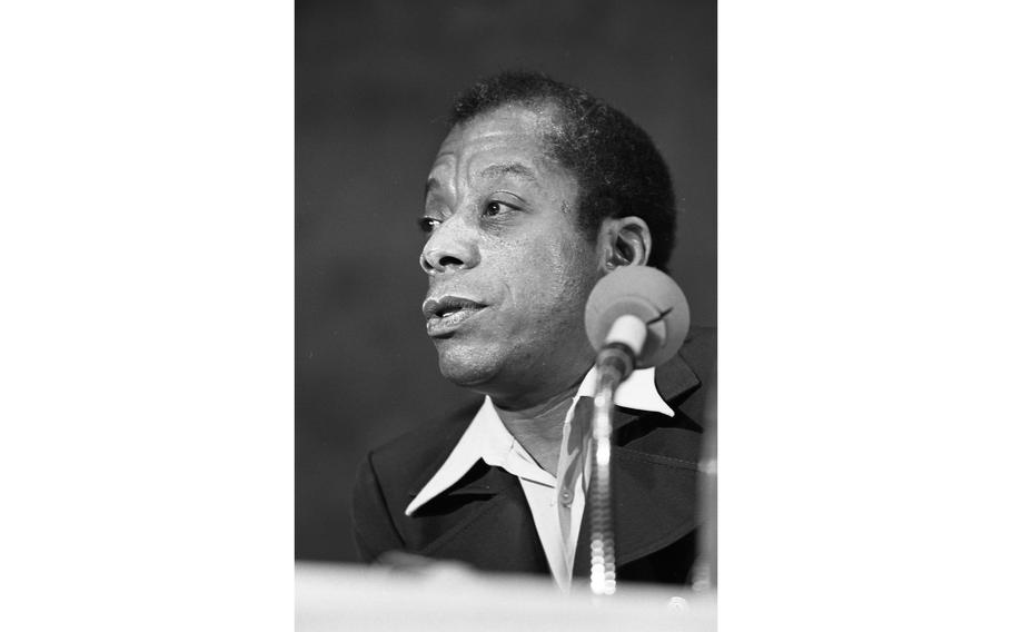 Author James Baldwin addresses the audience at the “Black Literature Night” and “Discussion of the Racial Situation in America and Europe” at the Liederhalle in Stuttgart, Feb. 16, 1973.