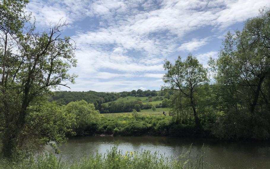 The roughly 2-mile loop trail at the barefoot park in Bad Sobernheim, Germany, runs along the Nahe River and crosses it twice.