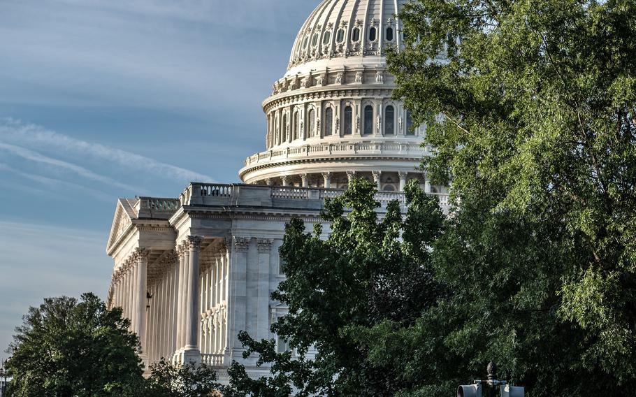 The northeast side of the U.S. Capitol is seen in Washington on Tuesday, Sept. 19, 2023. Lawmakers are concerned about the slow pace in getting weapons to Ukraine.