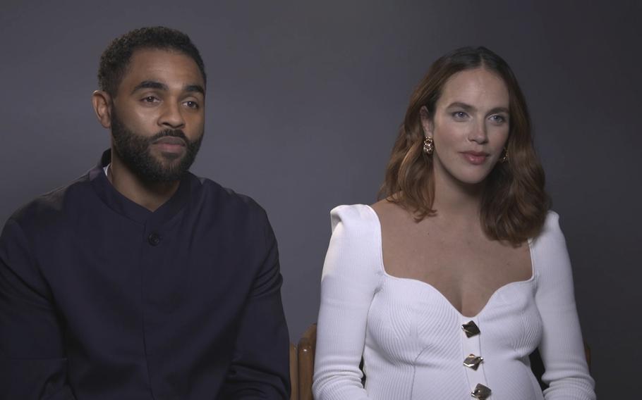 Anthony Welsh and Jessica Brown Findlay, shown Oct. 20, co-star in “The Flatshare.”  The actors exchange Post-It Notes, which they wrote themselves, in the new rom-com TV series available Dec. 1 on Paramount+.