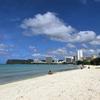 The view from Matapang Beach Park in Tumon, Guam, is flanked by the cliffs of Harmon Village. 