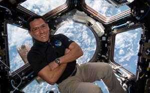 NASA astronaut Frank Rubio inside the cupola, the International Space Station's "window to the world." MUST CREDIT: Frank Rubio/NASA
