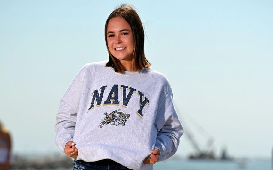 Elizabeth Meyer, an incoming U.S. Naval Academy plebe from Port Orange, Fla., is following in the footsteps of her great-grandfather, a West Point graduate.