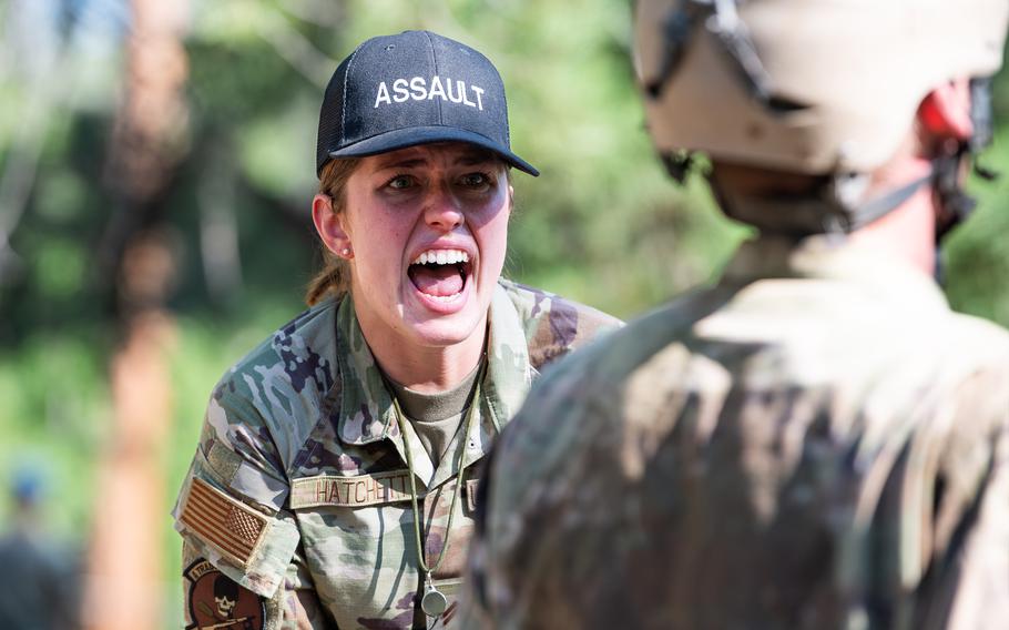 An instructor yells at a cadet