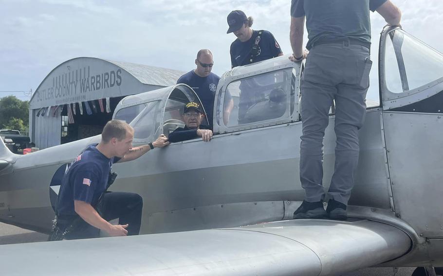 On Saturday, May 27, 2023, two days before Memorial Day, Master Sgt. 1st Class Richard “Dick” O. Gard got to fly in and pilot a 1943 PT19-A Cornell two-seat warplane. Gard celebrated his 100th birthday in April.
