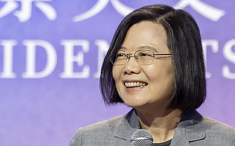 Taiwan’s President Tsai Ing-wen speaks during a dinner reception in New York, on Thursday, March 30, 2023. 