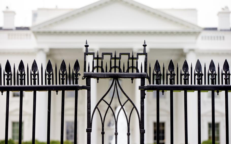 The White House is visible through the fence at the North Lawn in Washington, on June 16, 2016. A driver died Saturday night, May 4, 2024 after crashing a vehicle into a gate at the White House, authorities said.