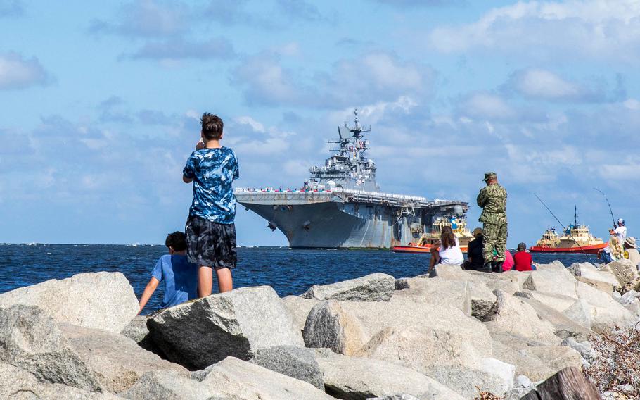 The USS Iwo Jima arrives Oct. 11 at Naval Station Mayport after a seven-month deployment to the U.S. 5th and 6th Fleet areas of operations.