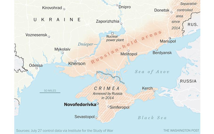 An official in Ukraine said Wednesday, Aug. 10, 2022, that Ukrainian special forces were behind an attack on a Russian air base in Crimea.
