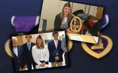 Sarah Cavanaugh, shown here in images from Facebook, served as commander of Veterans of Foreign Wars Post 152 in Rhode Island. She pled guilty for falsifying military records, identity theft, and false use of military medals Aug. 9, 2022.
