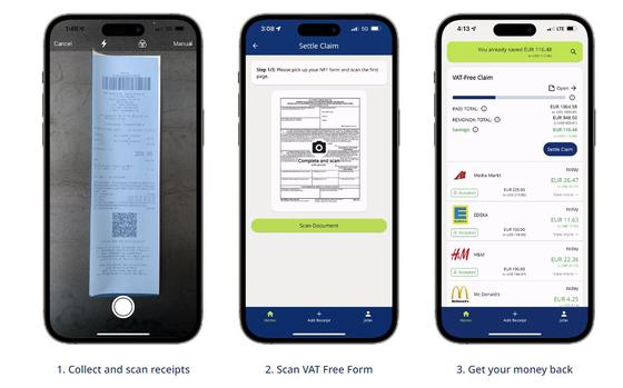 Screenshots of the Remonon mobile application, shown on the company website, indicate the app allows users to scan purchase receipts and file claims for VAT reimbursement directly from their smartphones. Installation Management Command-Europe is looking at using an app to streamline VAT reimbursement for U.S. forces-affiliated personnel in Germany.