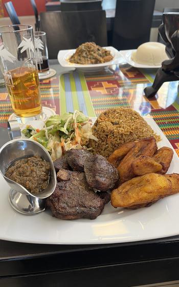 A heaping plate of food at Quagies in Kaiserslautern, Germany.