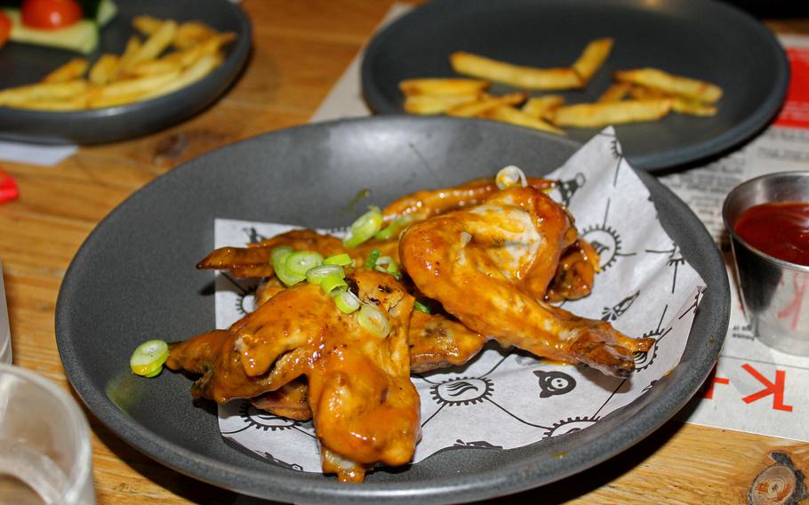 The chicken wings at Smoke Works in Cambridge, England, live up to the restaurant's name, as they are smoked for two hours.